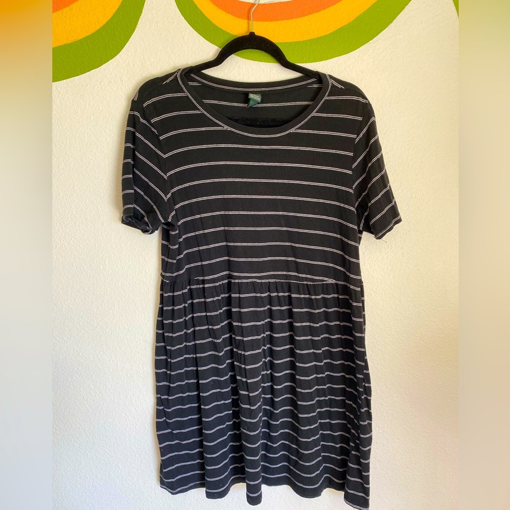 Wild Fable Black Striped T-shirt Dress